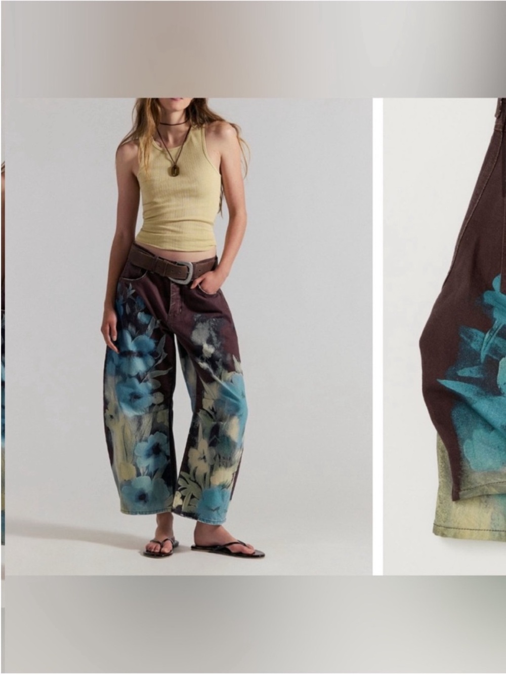 NWT Free People We The Free Good Luck Printed Barrel Jeans - Washed Floral - 29 - Picture 7 of 15
